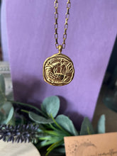 Load image into Gallery viewer, Celestial Zodiac Medallion Necklace – Pisces Gold Plated Stainless Steel | Waterproof, Adjustable, Hypoallergenic
