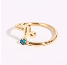 Load image into Gallery viewer, Libra Dainty Gold Zodiac Ring, Adjustable Birthstone Astrology Jewellery
