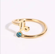 Capricorn Dainty Gold Zodiac Ring, Adjustable Birthstone Astrology Jewellery