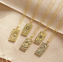 Load image into Gallery viewer, Wisdom Tarot Pendant Necklace – Retro Mystic Card Jewellery (Gold or Silver)
