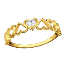 Load image into Gallery viewer, Eternity Heart Ring with Cubic Zirconia – 24ct Gold Plated Sterling Silver
