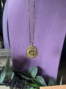 Celestial Zodiac Medallion Necklace – Pisces Gold Plated Stainless Steel | Waterproof, Adjustable, Hypoallergenic