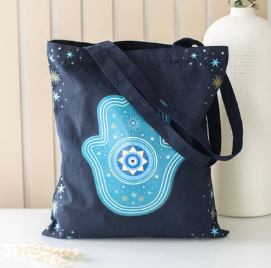 Hand of Hamsa tote bag with Evil Eye protection design – Lunawolf Boutique