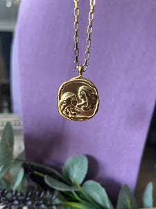 Celestial Zodiac Medallion Necklace – Gemini

Gold Plated Stainless Steel | Waterproof, Adjustable, Hypoallergenic