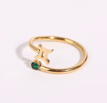 Load image into Gallery viewer, Libra Dainty Gold Zodiac Ring, Adjustable Birthstone Astrology Jewellery
