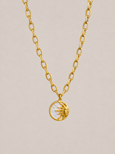 Load image into Gallery viewer, Gold Sun Pendant Necklace – Stainless Steel with Mother of Pearl | Celestial Jewellery
