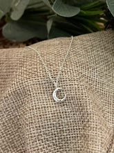 Load image into Gallery viewer, Mini Hammered Moon Sterling Silver Necklace
