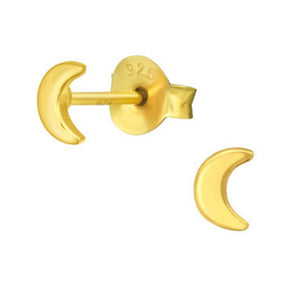 Little Moon Stud Earrings Gold Plated Sterling Silver