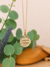 Load image into Gallery viewer, Horoscope Collection - Zodiac Blaze Pendant Necklace - Aquarius - Gold-Plated Stainless Steel
