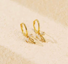 Load image into Gallery viewer, Crystal Bow Charm Huggie Earrings – Silver or Gold
