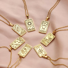 Load image into Gallery viewer, Wisdom Tarot Pendant Necklace – Retro Mystic Card Jewellery (Gold or Silver)
