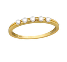 Load image into Gallery viewer, Gold Plated Pearl Ring in Recycled Sterling Silver | Delicate Pearl Band
