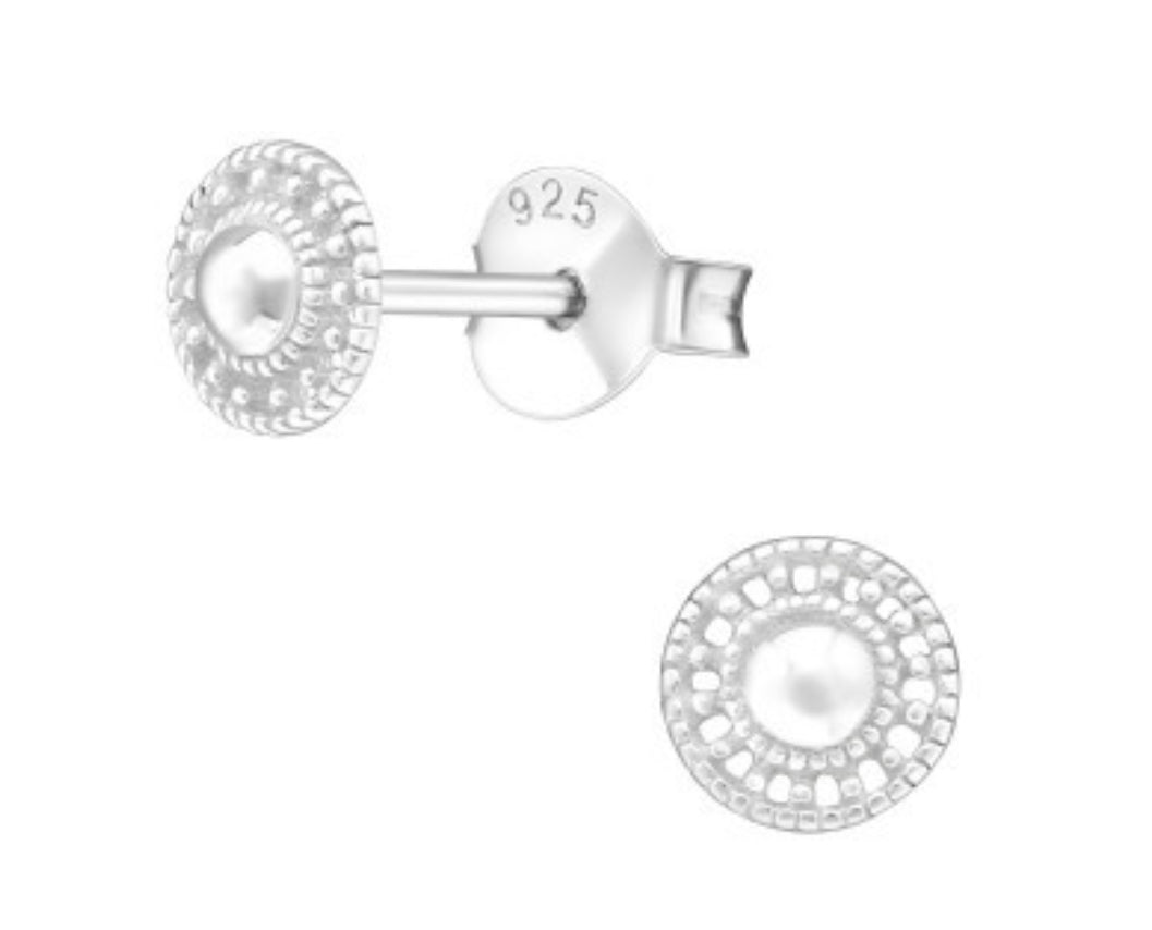 Round Sterling Silver Stud Earrings
