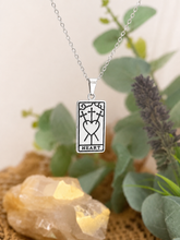Load image into Gallery viewer, The Heart Tarot Pendant Necklace – Retro Mystic Card Jewellery (Gold or Silver)
