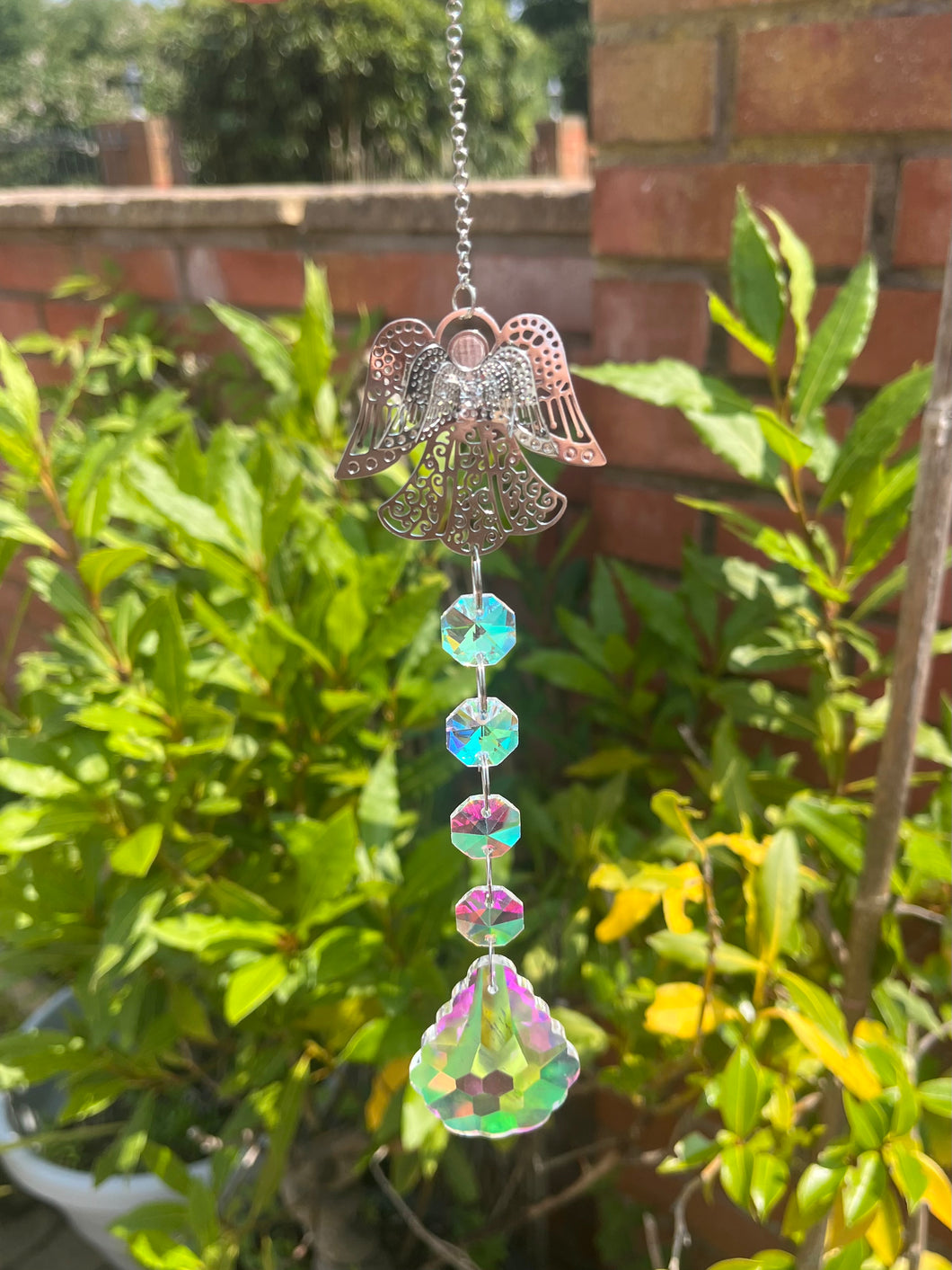 Silver Angel Crystal suncatcher