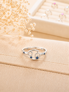 Cancer Zodiac Ring – 925 Sterling Silver Blue CZ Zodiac Ring | Engraved Star Sign Ring | Astrology Jewellery Gift