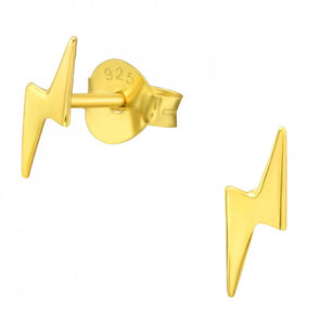 Lightning Bolts Stud Earrings Gold Plated Sterling Silver