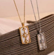 Load image into Gallery viewer, Celestial Star Rectangle Necklace – Gold or Silver Stainless Steel with Mother of Pearl
