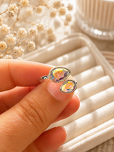 Load image into Gallery viewer, Aurora Borealis Teardrop Crystal Adjustable Ring – Sterling Silver | Iridescent Statement Ring
