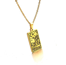 Load image into Gallery viewer, Wisdom Tarot Pendant Necklace – Retro Mystic Card Jewellery (Gold or Silver)
