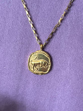 Load image into Gallery viewer, Celestial Zodiac Medallion Necklace – Taurus

Gold Plated Stainless Steel | Waterproof, Adjustable, Hypoallergenic
