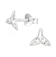 Load image into Gallery viewer, Whale Tail Sterling Silver Stud Earrings
