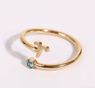Aries Dainty Gold Zodiac Ring, Adjustable Birthstone Astrology Jewellery