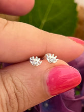 Load image into Gallery viewer, Tiny Evil Eye 925 Sterling Silver and Crystal Studs

