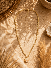 Load image into Gallery viewer, Gold Moon Pendant Necklace – Stainless Steel with Mother of Pearl | Celestial Jewellery
