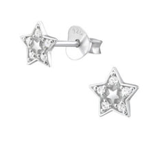 Load image into Gallery viewer, Crystal Star Stud Earrings Sterling Silver
