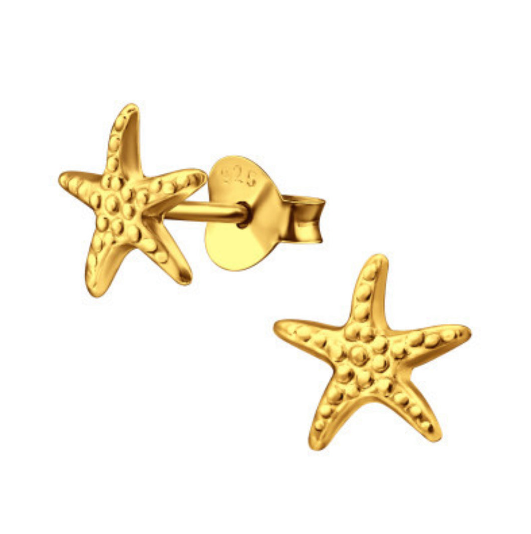 Starfish Gold Plated Sterling Silver Stud Earrings
