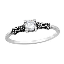 Load image into Gallery viewer, Sterling Silver Solitaire Ring with Cubic Zirconia
