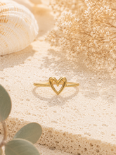 Load image into Gallery viewer, Gold Plated Sterling Silver Heart Ring | Dainty Heart Ring | Minimalist Gold Ring | Romantic Jewellery Gift for Her
