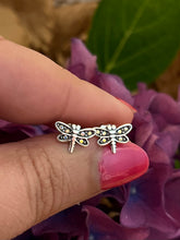 Load image into Gallery viewer, Sterling Silver Dragonfly Crystal Stud Earrings | 925 Silver Dragonfly Earrings | Nature Inspired Jewellery
