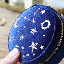 Load image into Gallery viewer, Starry Night Velvet Mini Round Jewellery Case
