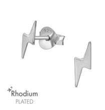 Load image into Gallery viewer, Sterling Silver Lightning Bolt Stud Earrings – Recycled Sterling Silver
