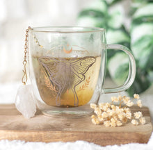 Load image into Gallery viewer, Luna Moth Double Walled Glass Mug With Crystal Tea Infuser
