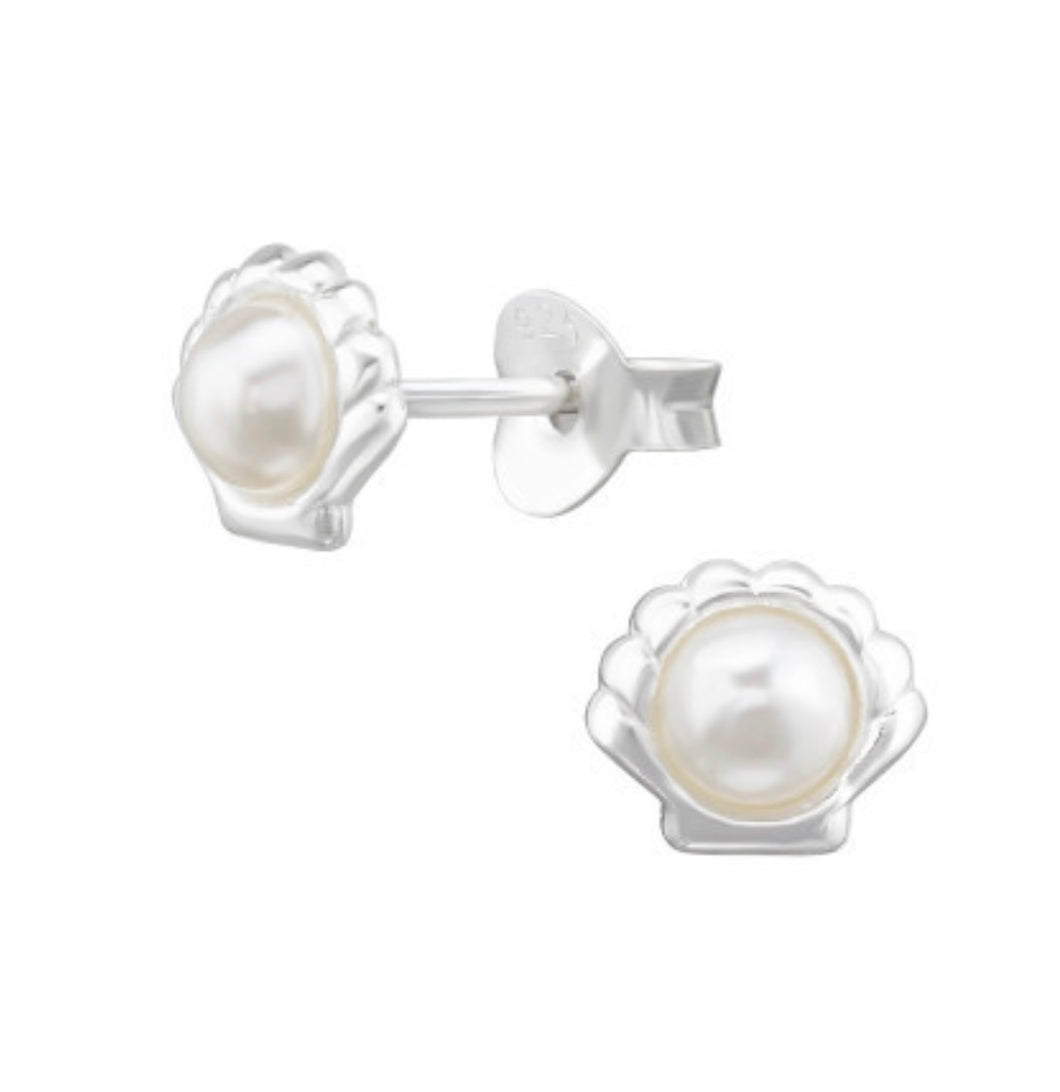 Pearl Shell Sterling Silver Stud Earrings