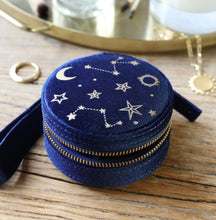 Load image into Gallery viewer, Starry Night Velvet Mini Round Jewellery Case
