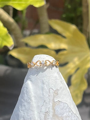 Gold plated sterling silver heart and crystal ring