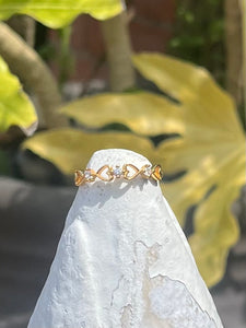 Gold plated sterling silver heart and crystal ring