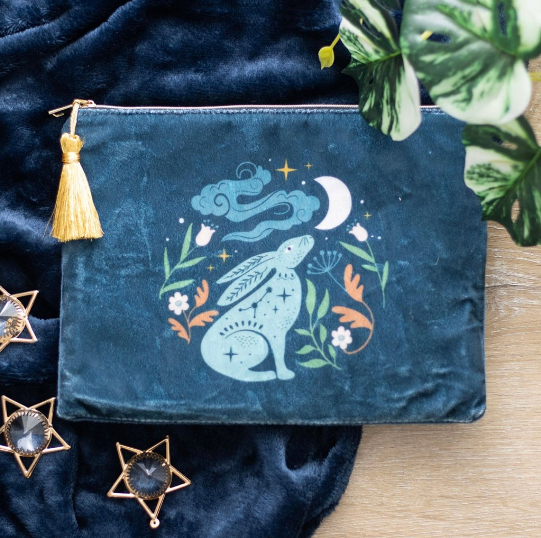 Midnight Hare Velvet Make Up Bag