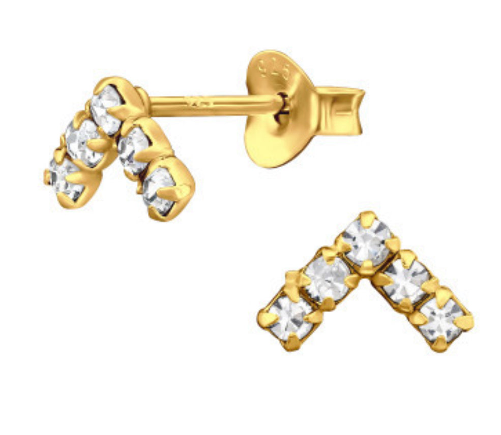 Chevron Stud Earring - Gold Plated Sterling Silver