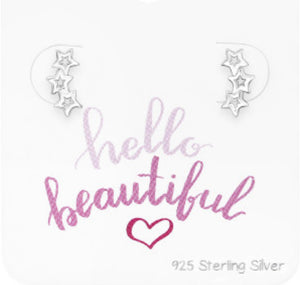 Triple Star Stud Earrings Sterling Silver