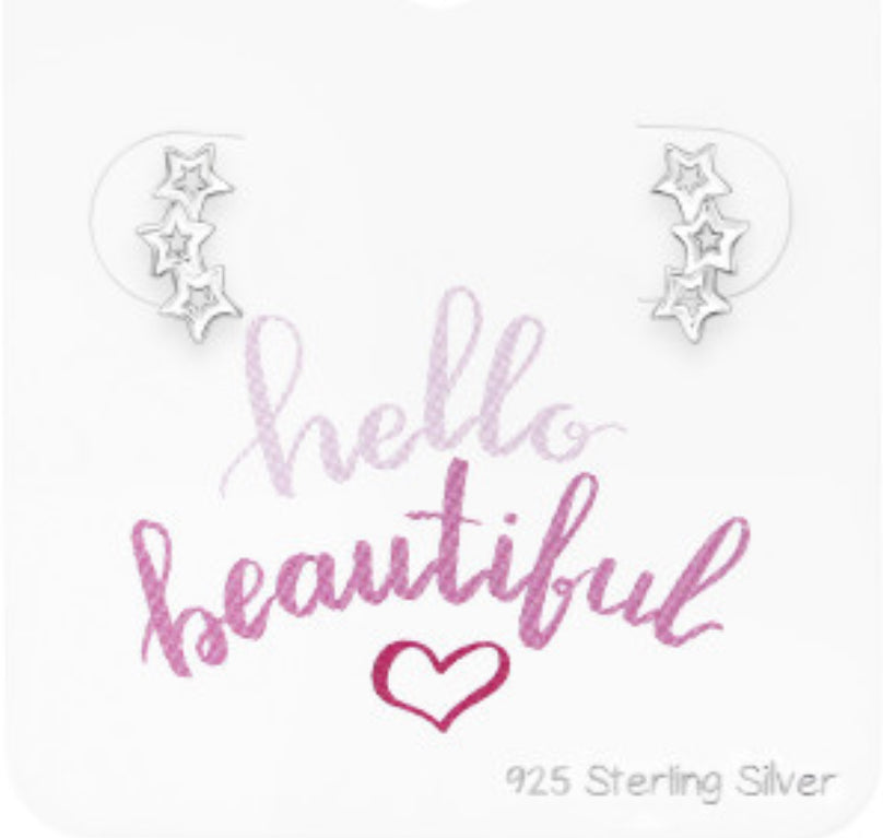 Triple Star Stud Earrings Sterling Silver