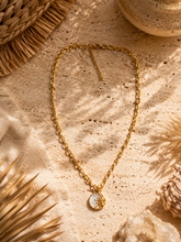 Load image into Gallery viewer, Gold Sun Pendant Necklace – Stainless Steel with Mother of Pearl | Celestial Jewellery
