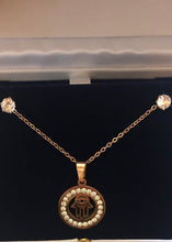 Load image into Gallery viewer, Hamsa Necklace &amp; Earring Gift Set (Rose)
