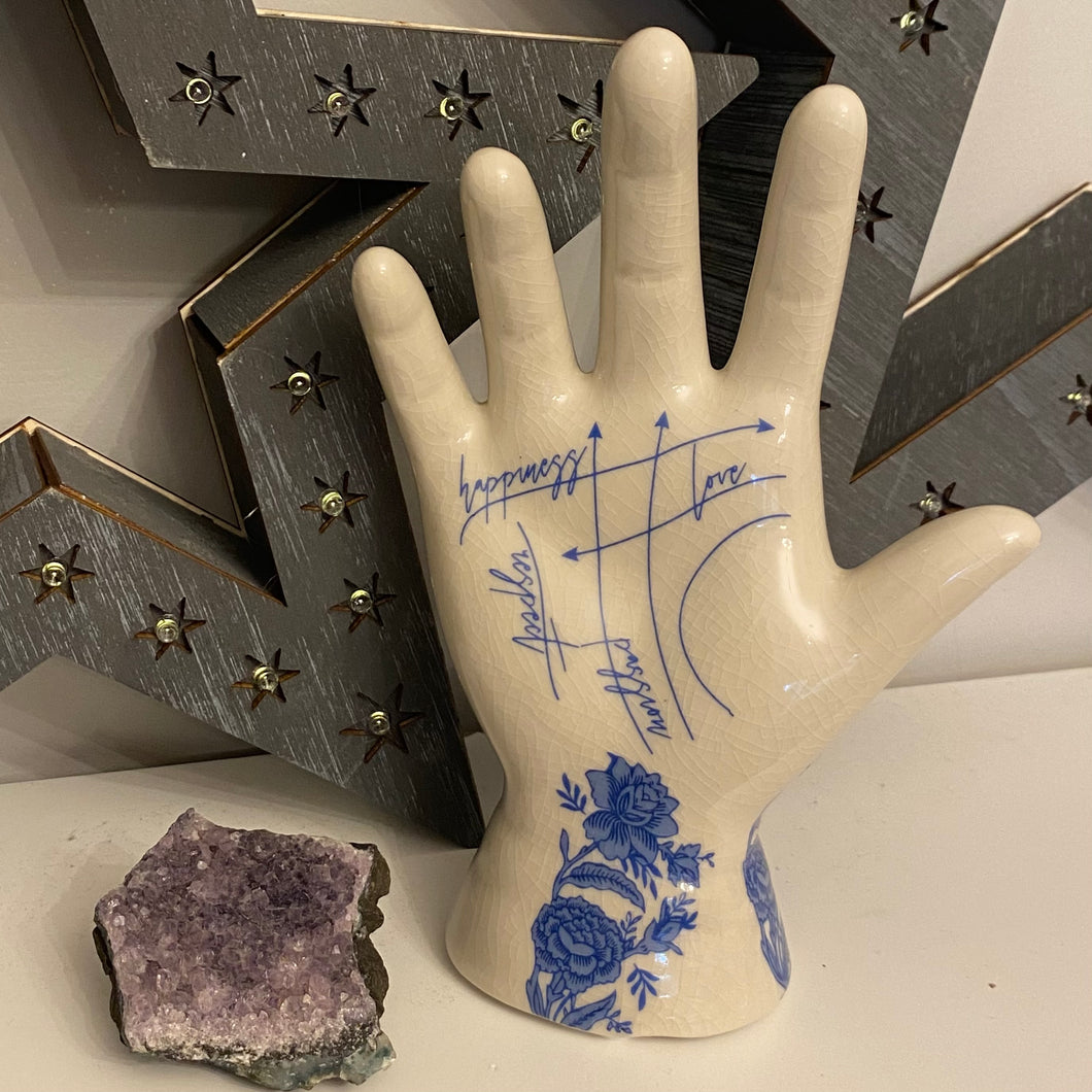 Blue Floral Palmistry Hand